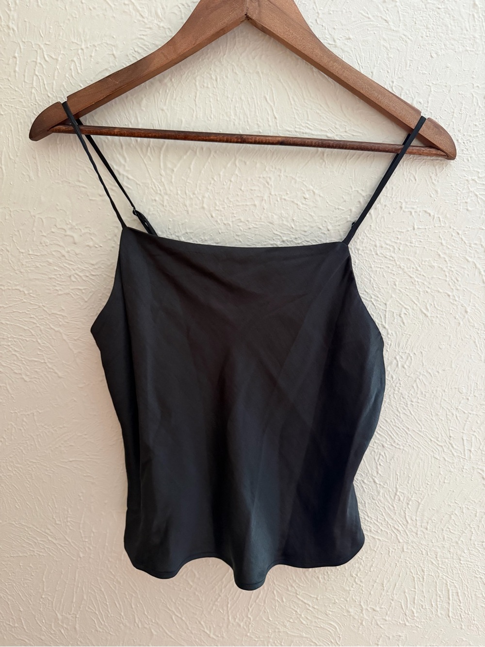 Madewell Satin Square-Neck Cami – True Black | Size Small